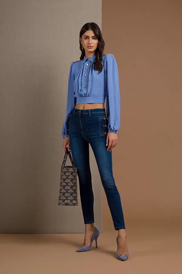 Elisabetta Franchi jeans skinny con bottoni oro