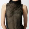 Pinko  Laruns Top senza maniche in tulle con strass