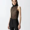 Pinko  Laruns Top senza maniche in tulle con strass