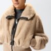 105399A2PI-C60-AA04 Pinko Bagels Bomber In Tessuto Effetto Pelliccia