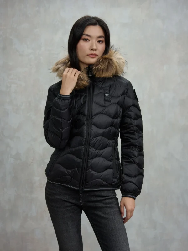 Blauer Aldie Piumino Con Bordo In Pelliccia