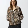 106264A333ZC800101_1 Pinko Dotty Blouson Giubbino Con Zip E Stampa Tigrata
