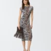 106371A356ZC800101_1 Pinko Epicentro Abito Midi A Tubino Con Stampa Animalier
