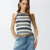107309A3H4GVE00101_1 Pinko Capocabana Canotta A Righe Con Logo Pinko