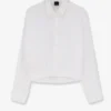 26p-pinko-106277a31wz04 Pinko Charita Camicia Cropped A Righe Con Colletto Gioiello