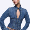 E-UA6507D039979157-1-N Liu Jo Camicia In Denim Con Stringhe