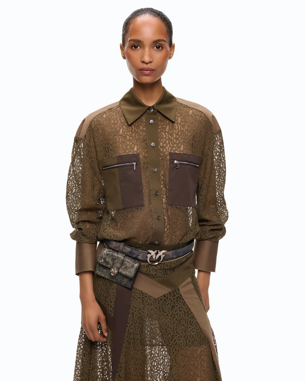 Pinko Magliocco Camicia In Pizzo Con Taschino