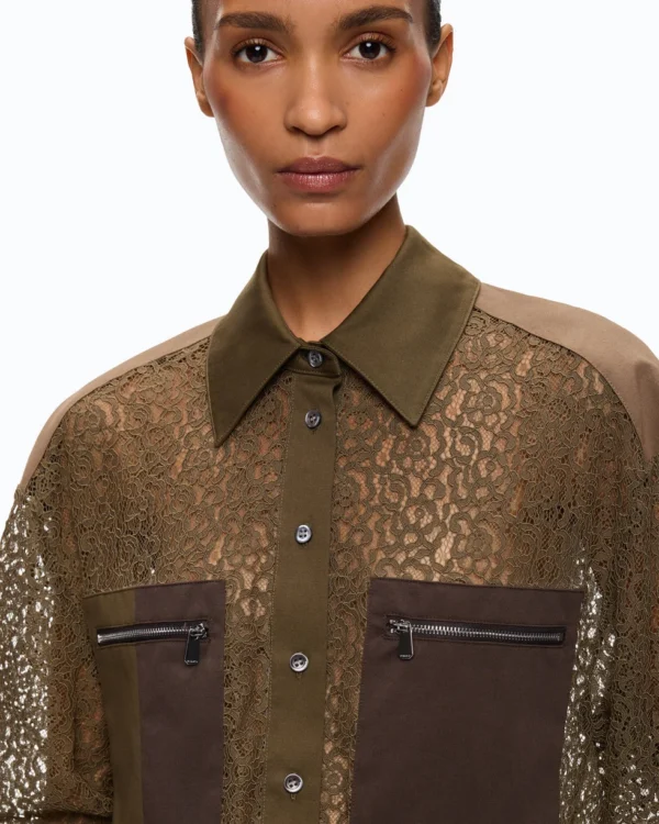 107780A3NTST302501_3 Pinko Magliocco Camicia In Pizzo Con Taschino