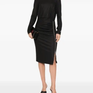 Pinko Anthurium Abito Midi In Lana Con Zip