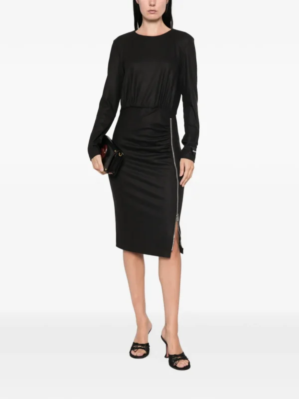 38254105_71880847_1000 Pinko Anthurium Abito Midi In Lana Con Zip