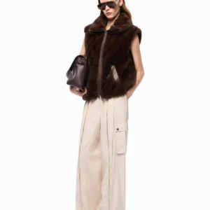 106939A3C5M1100101_2 Pinko Glossina Gilet Effetto Pelliccia Con Zip