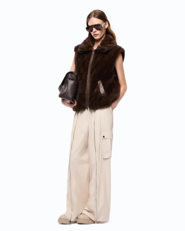 106939A3C5M1100101_2 Pinko Glossina Gilet Effetto Pelliccia Con Zip