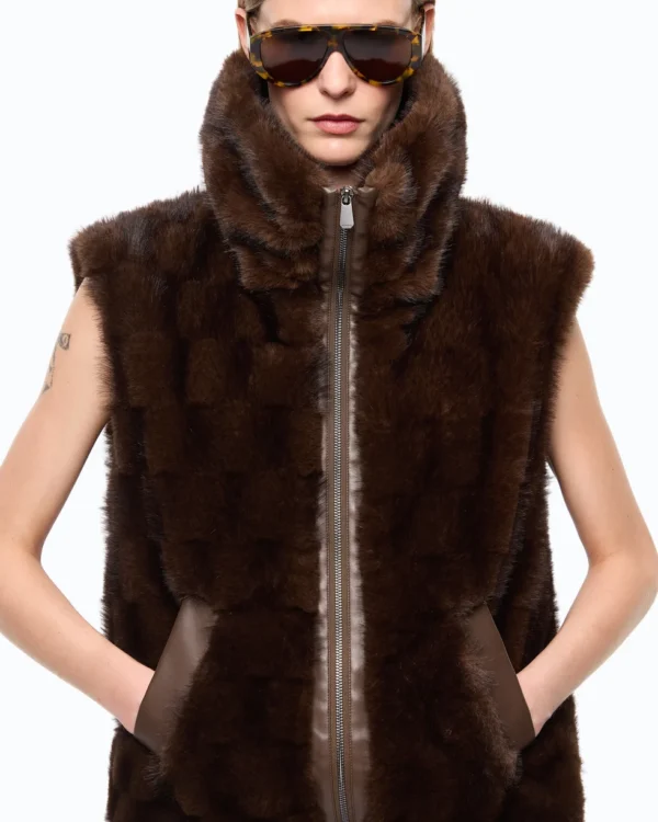 106939A3C5M1100101_3 Pinko Glossina Gilet Effetto Pelliccia Con Zip