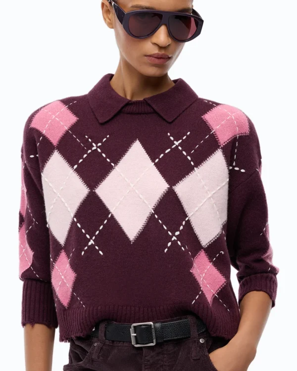 107286A3IEYN200101_3 Pinko Cork Maglia In Lana E Cashmere A Rombi