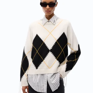 Pinko Berna Maglione In Lana E Cashmere Con Maxi Rombi