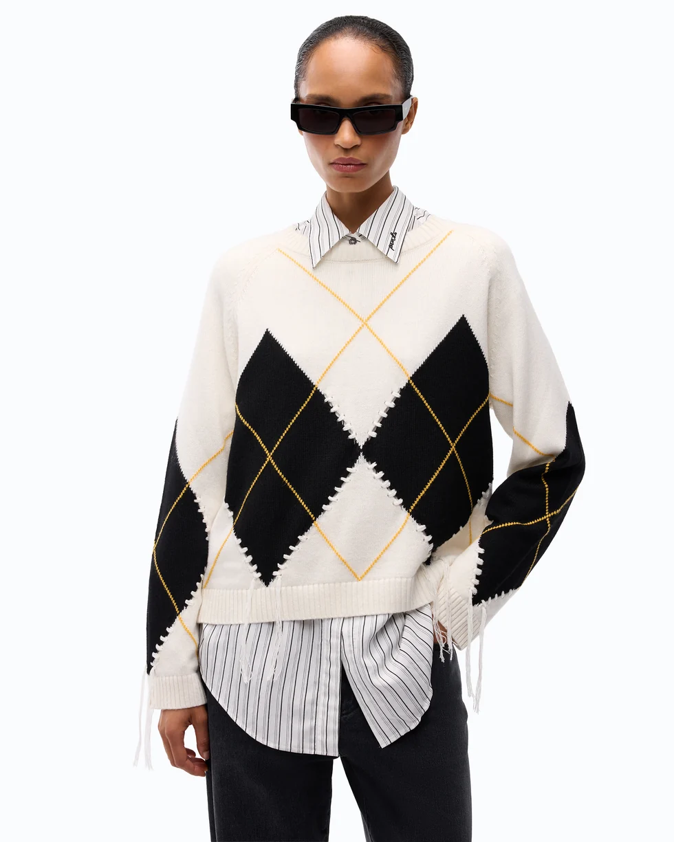 Pinko Berna Maglione In Lana E Cashmere Con Maxi Rombi