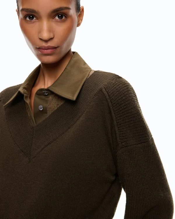 107874A3P4X1800101_3 Pinko Ringhio Maglia Cropped In Lana Con Manica A Palloncino