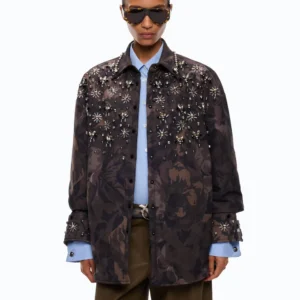 Pinko Barengo Overshirt Con Motivo Camouflage E Dettagli Gioiello
