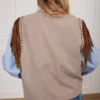 3N3A1729 Vicolo Gilet Misto Lana Con Borchie e Frange