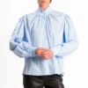 TI_27C6175celeste1 Tensione In Camicia In Popeline Con Collo Montato